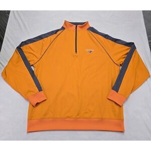 FootJoy‎ FJ Karsten Mens Orange Grey Quarter Zip Golf Pullover Long Sleeve Shirt